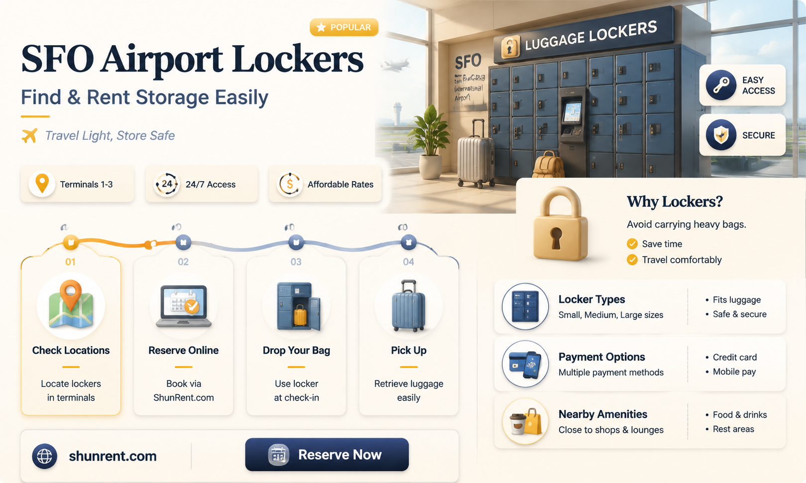 are there lockers to rent at the sfo airport