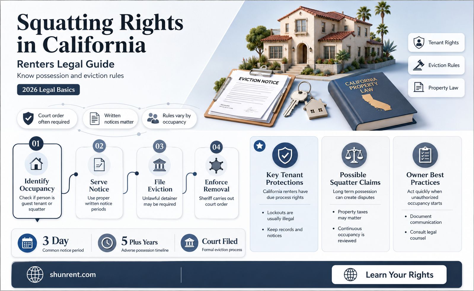 does a renter have squatting rights in california