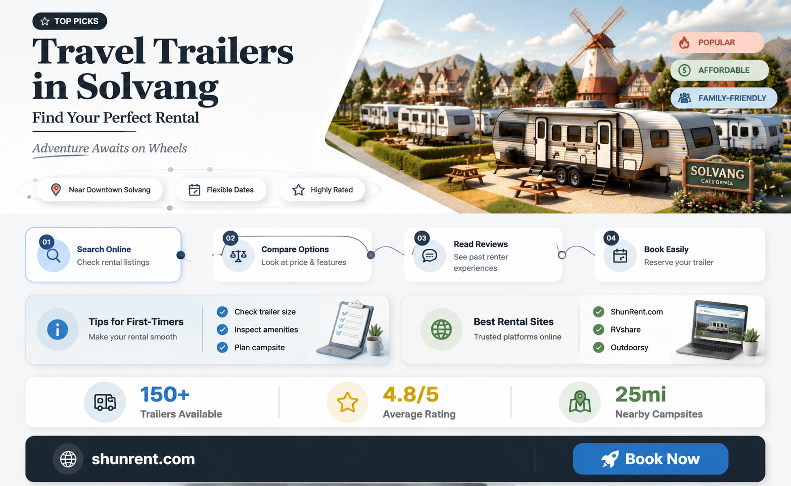 are there travel trailers to rent in solvang