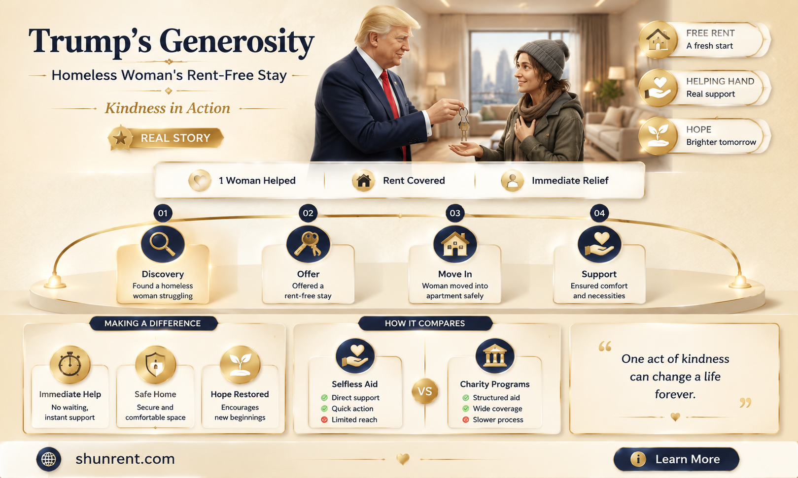 did trump let a homeless woman stay rent free