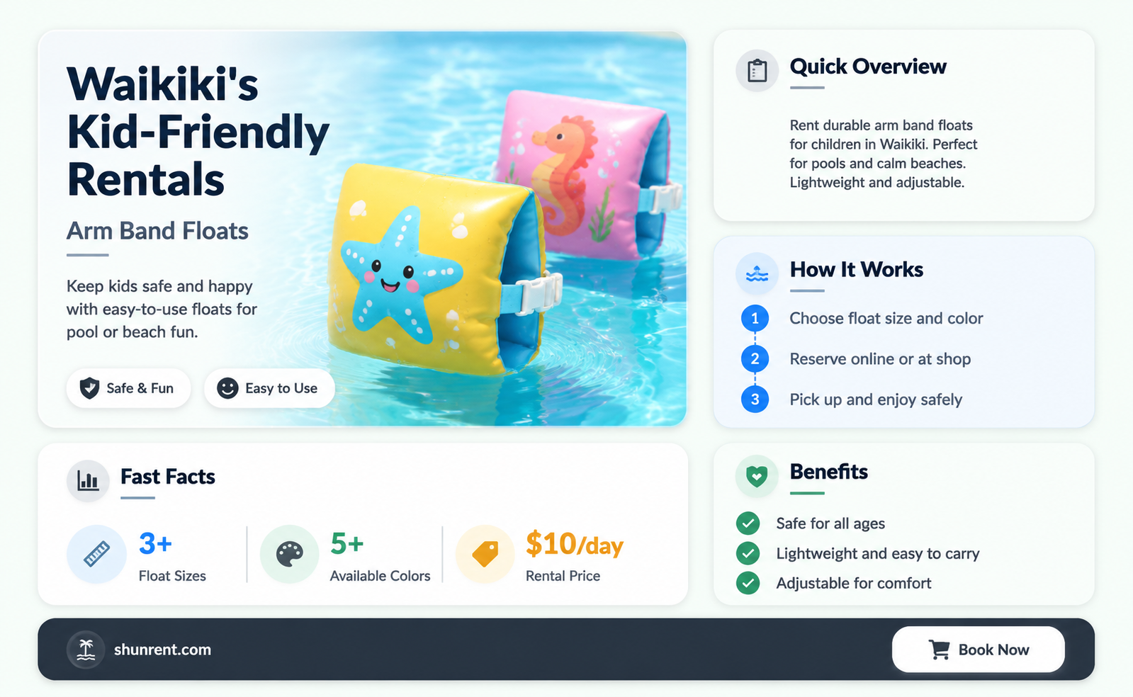 are there places to rent kids arm band floats waikiki