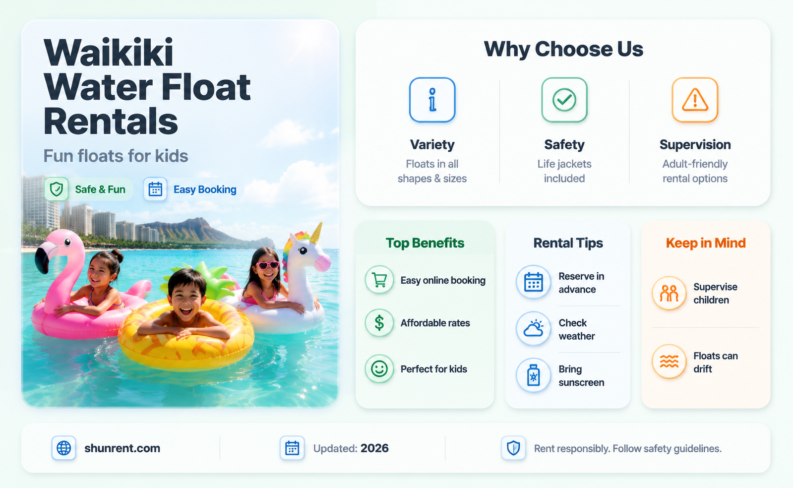 are there places to rent kids water floats waikiki