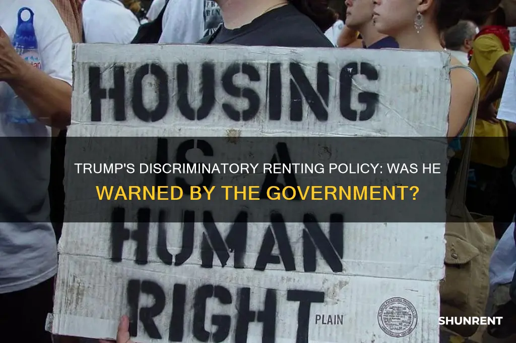 was trump warned by the government about discriminatory renting policy