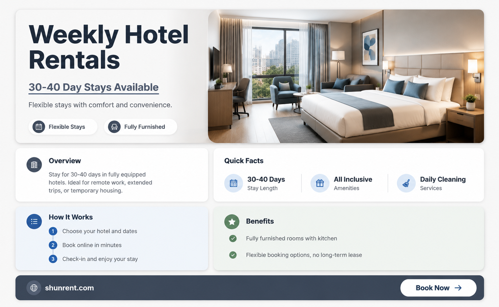 are there any hotels that rent 30-40 weekly