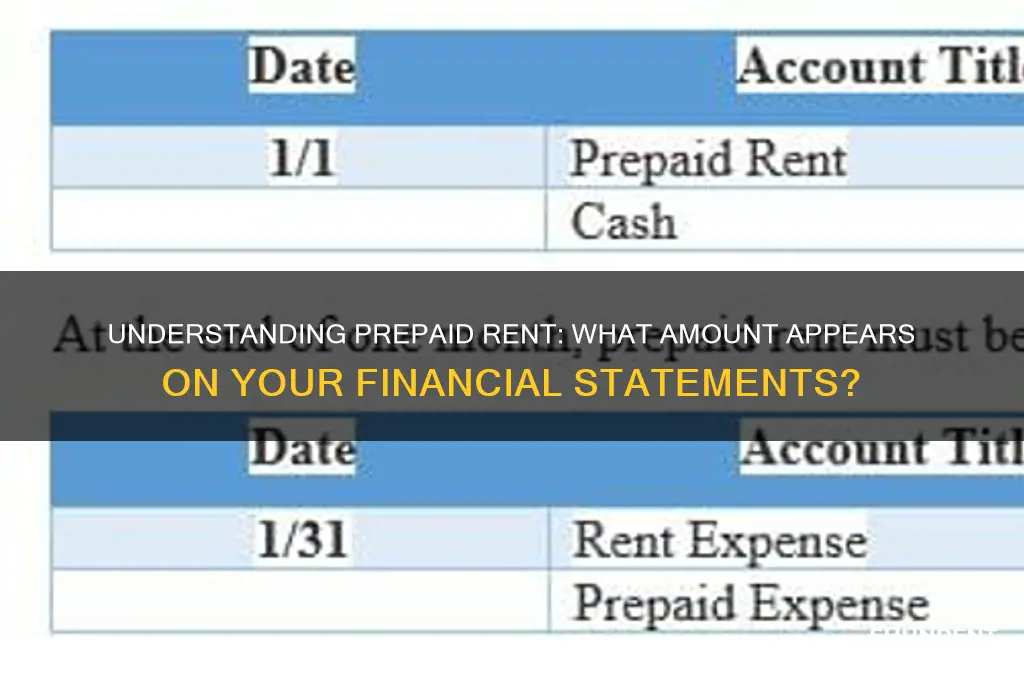 what amount appears for prepaid rent on