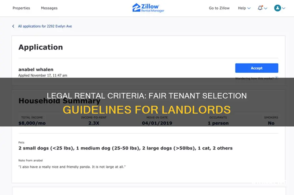 what criteria are legal in deciding whom to rent to