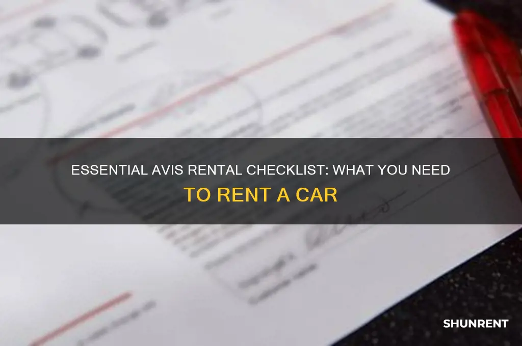 what do i need to rent from avis