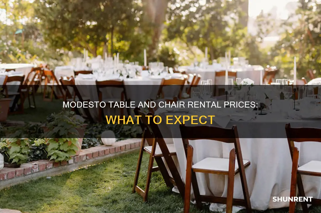 what do table and chairs rent for in modesto