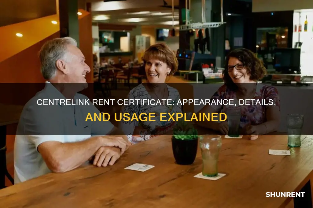what does a centrelink rent certificate look like