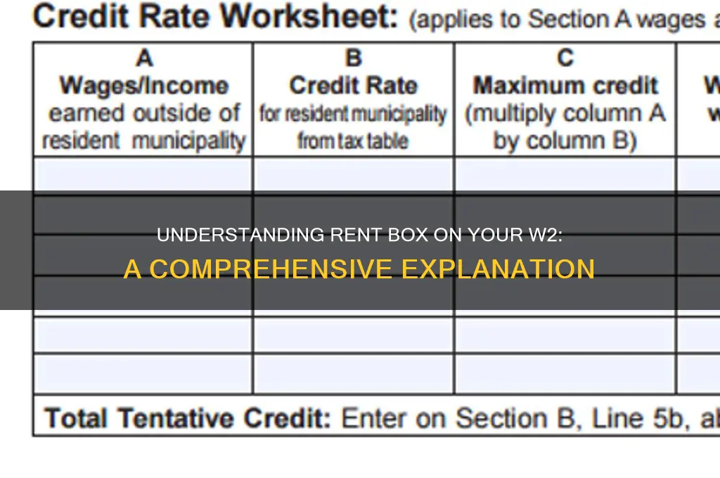 what does rent box mean in w2
