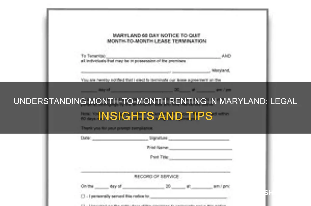 what is a legal month to month renting maryland