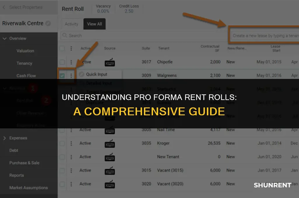 what is a pro forma rent roll