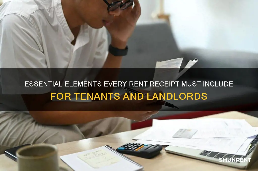 what needs to be on a rent receipt