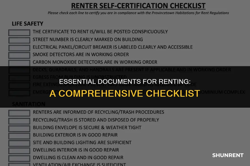 what paperwork do you need to rent