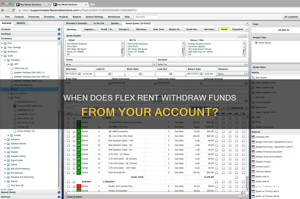 what time does flex rent take money out