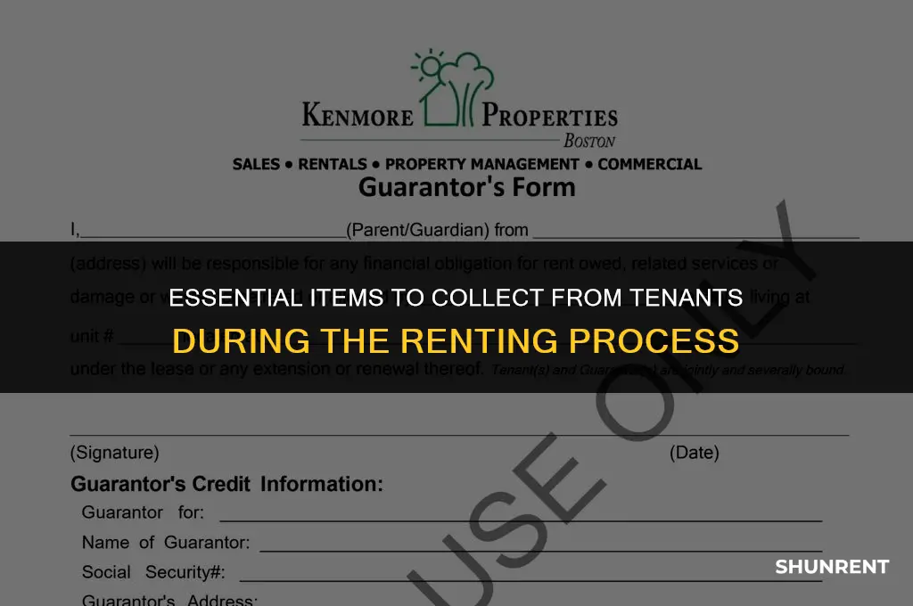 what to collect from tenant when renting