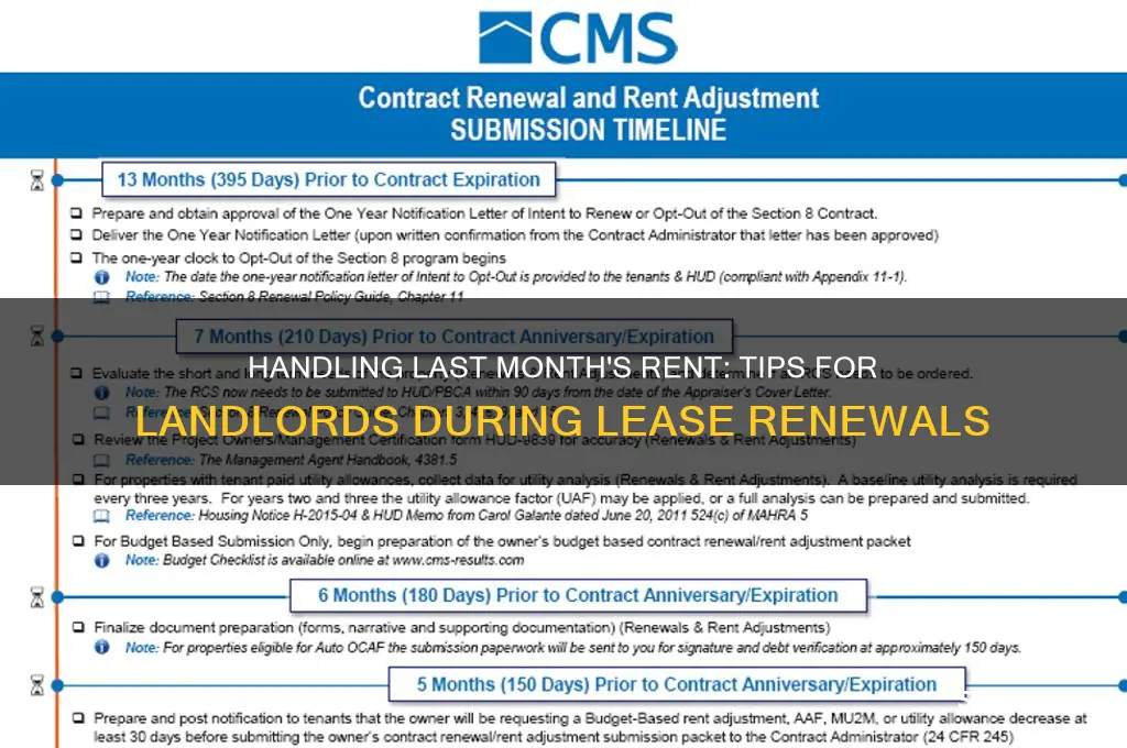 what to do with last months rent when tenant renews