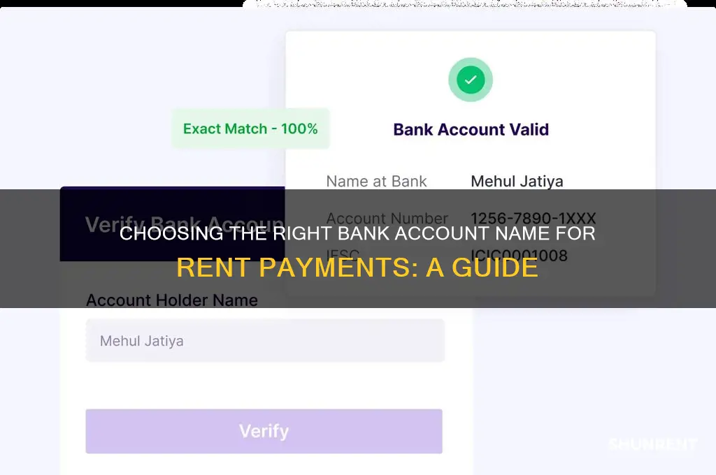 what to put for bank account name for rent