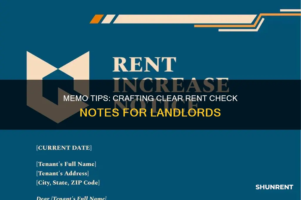 what to write for memo on check for rent