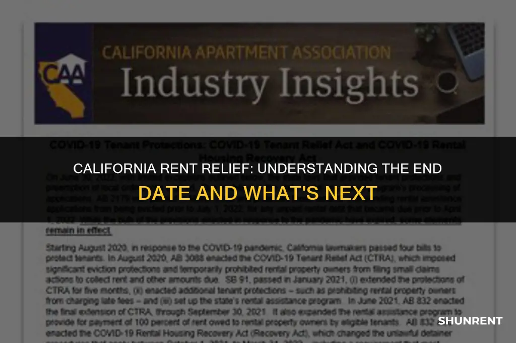 when does rent relief end in california