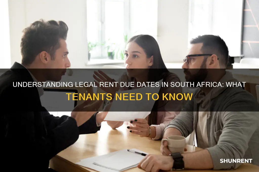 when is rent due legally in south africa