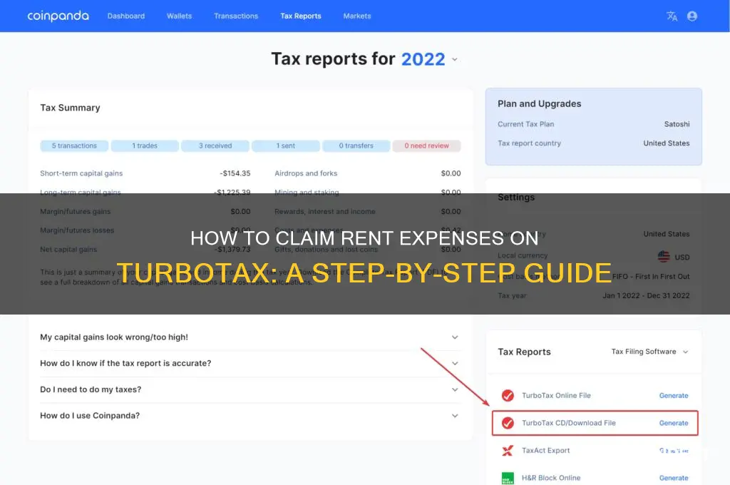 where do i claim my rent on turbotax