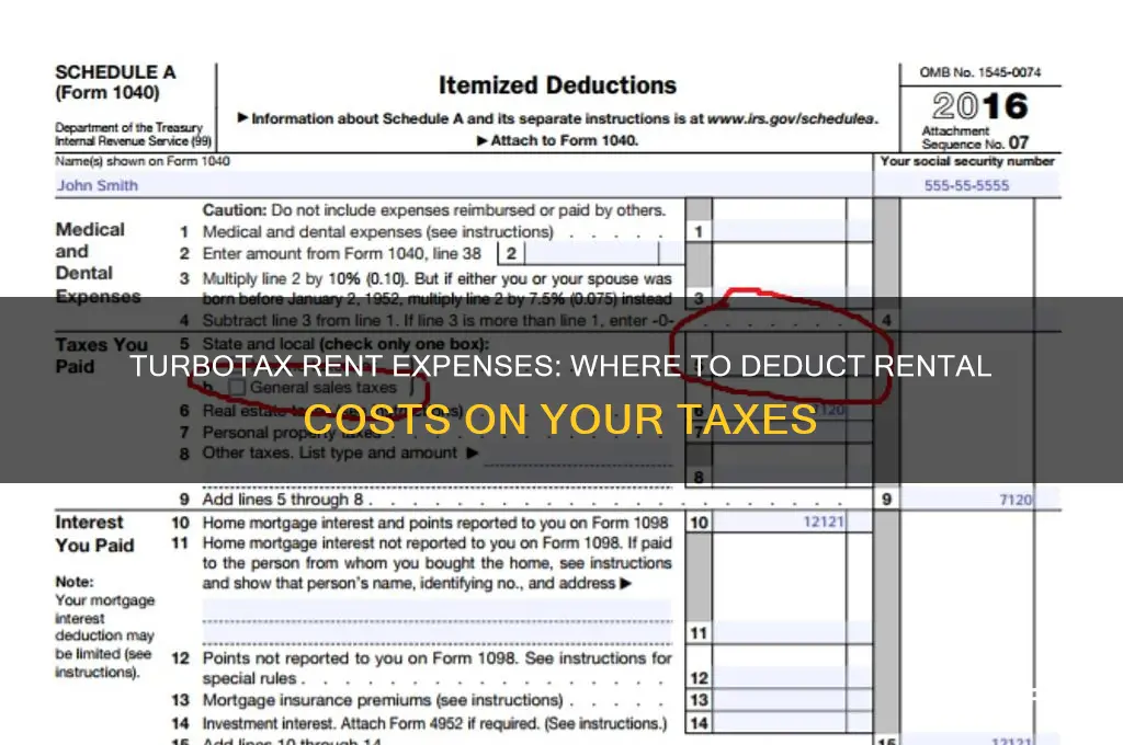 where do i put my rent expences on turbo tax