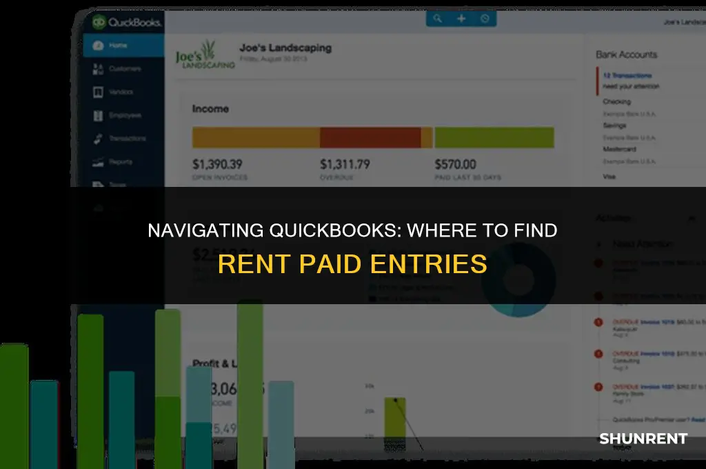 where is rent paid listed in quickbooks