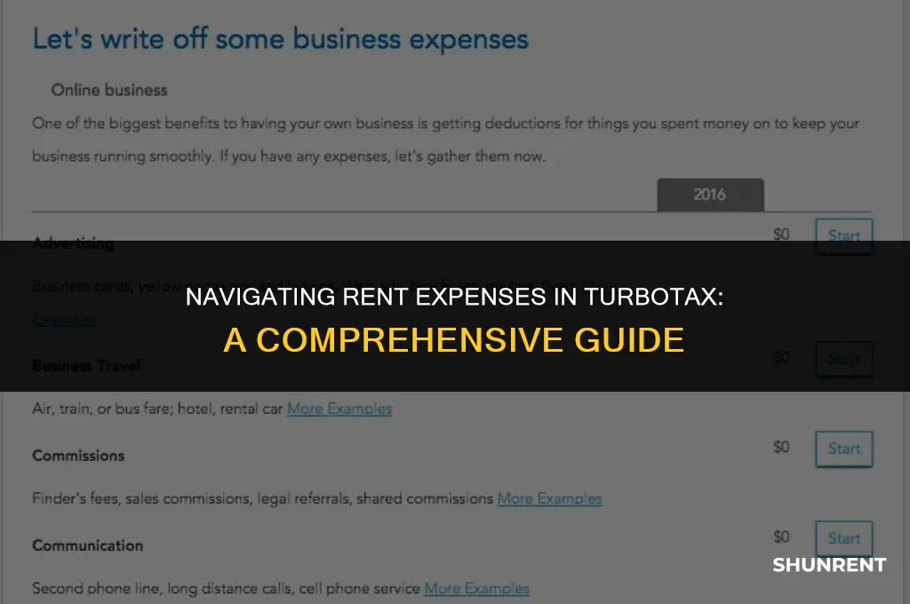 where to add rent expenses in turbotax