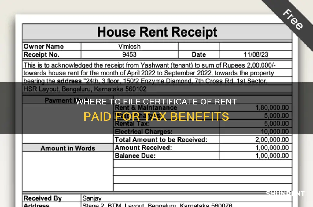 where to file certificate of rent paid in taxes