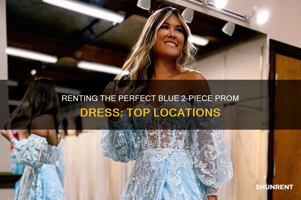 where to rent blue 2 piece prom dress