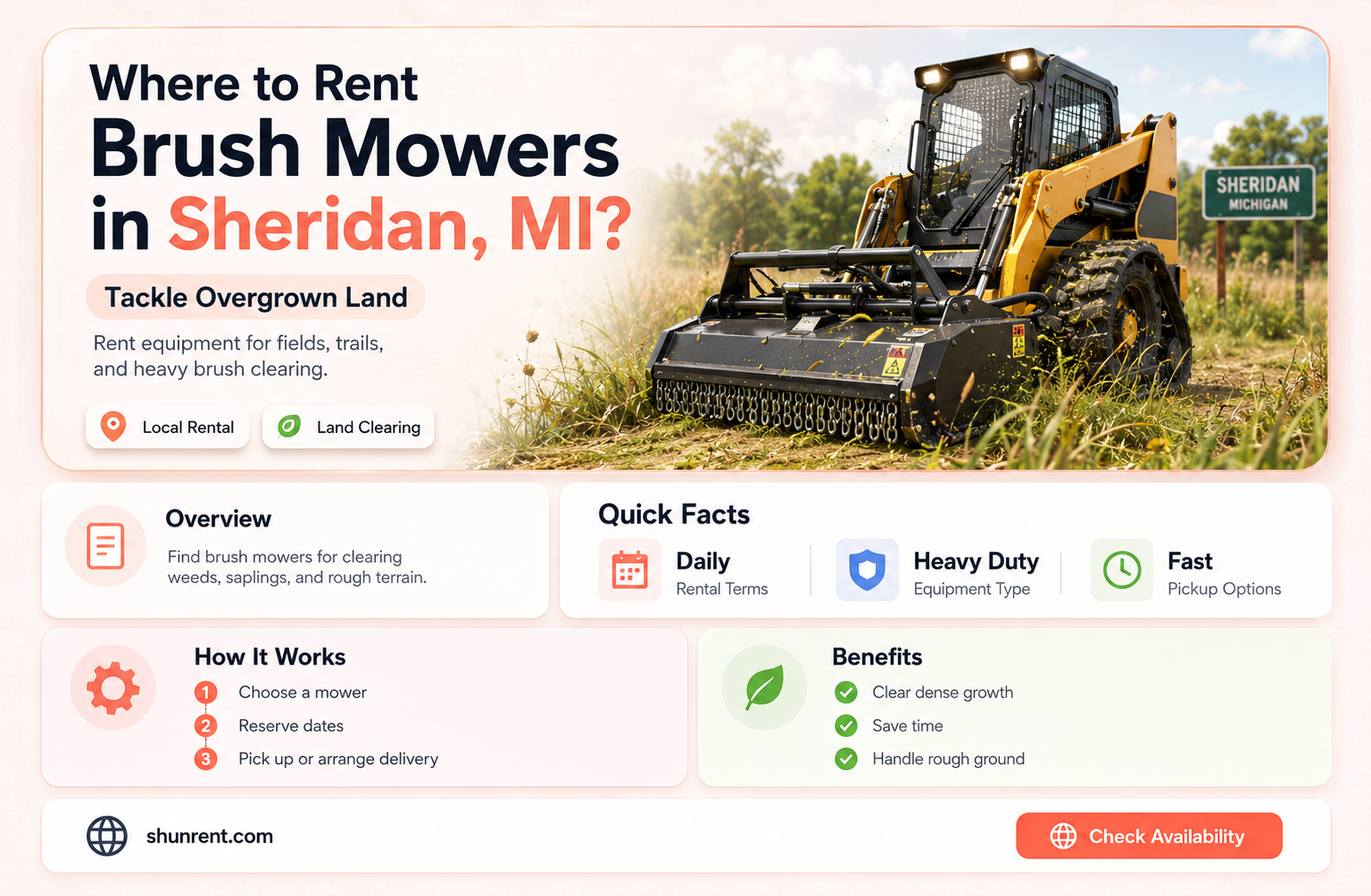 does bush hardware in sheridan mi rent brush mowers