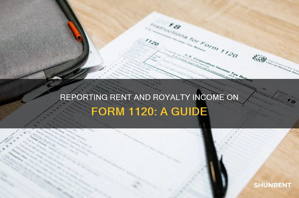 where to reports rent and royalty income on 1120