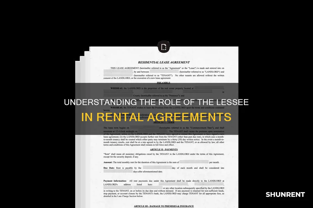 who is the lessee in a contract for rent