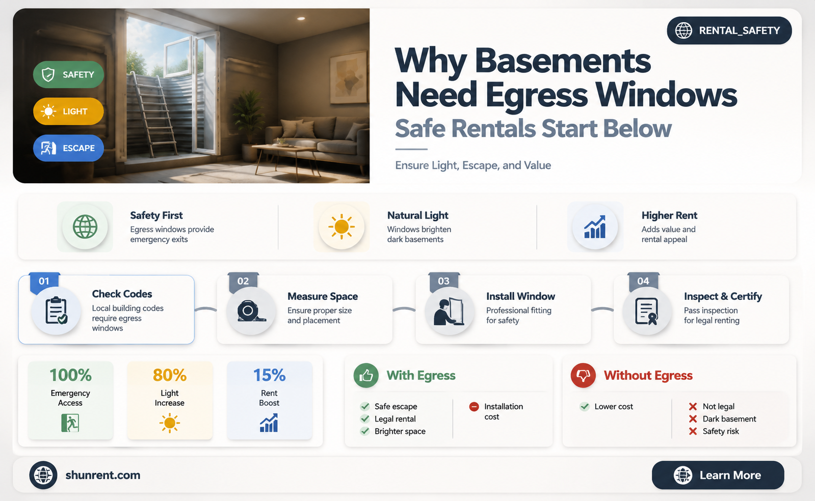 do basements have to have egress windows to rent out