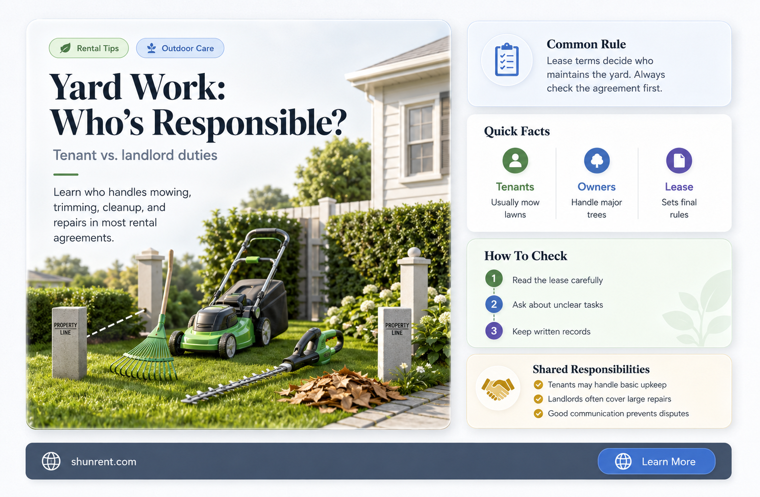 does a renter have to cover yard work